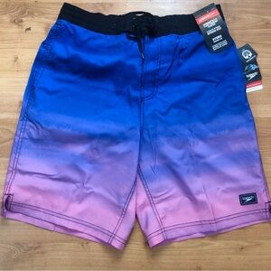 Speedo Men’s Blue to Pink Ombre Swim Trunks Large NWT